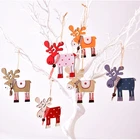 Деревянные Подвески в виде цветного оленя, рождественская елка, Рождественское украшение 2021, Рождественский Декор для дома, подарки для детей, новый год 2022