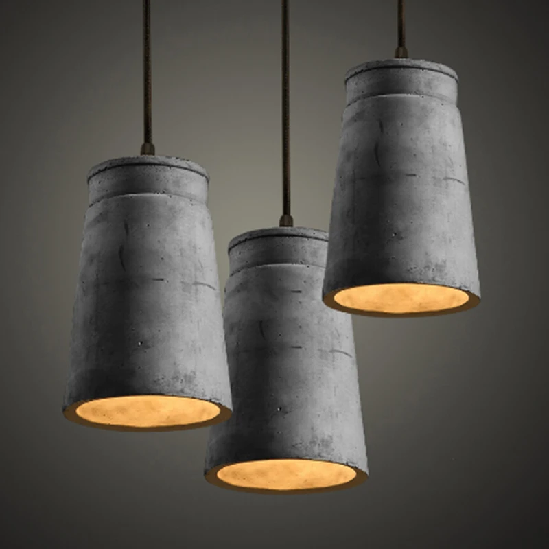 

Modern Gray Cement Single Pendant Lamp Art Living Room Bedside Restaurant LED E27 Lighting Geometric Shape Hanging Wire Fixture