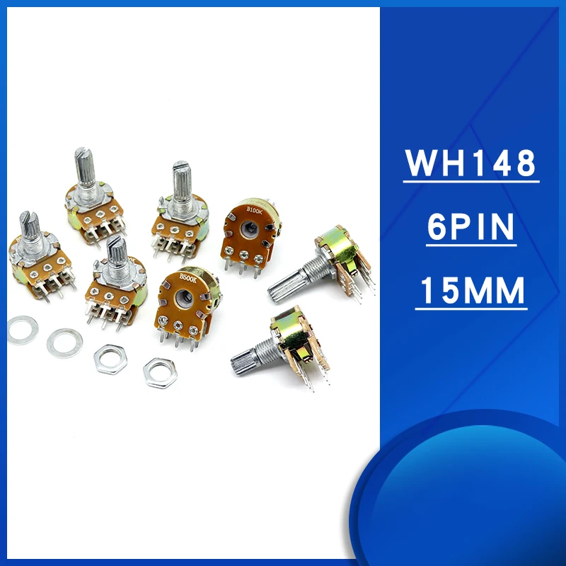 Потенциометр WH148 5 шт. 6 лампочек длина 15 мм B1K B2K B5K B10K B20K B50K B100K B250K B500K B1M