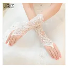 Кружевные свадебные перчатки JIERUIZE 2020 с кристаллами, свадебные перчатки без пальцев, свадебные аксессуары