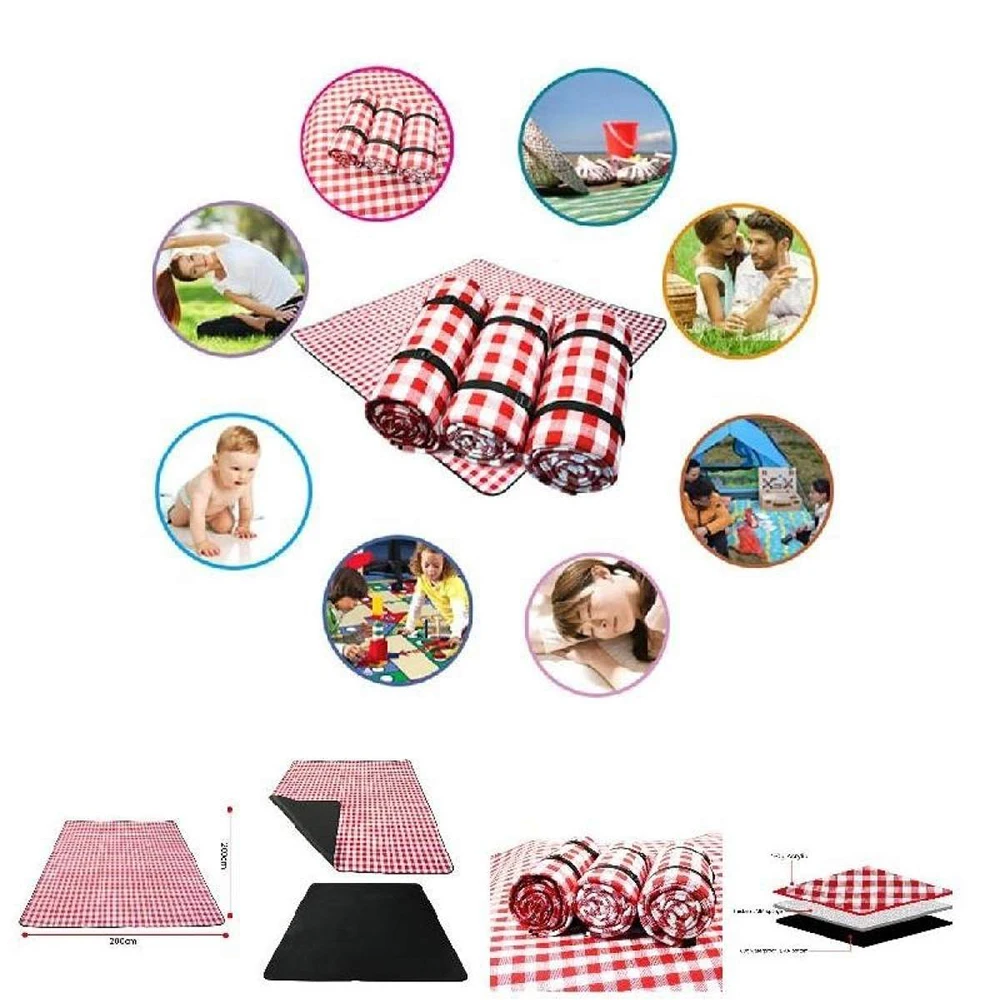 

Outdoor Foldable Waterproof Picnic Mat Thicken Pad Breathable Soft Portable Camping Travel Beach Blanket Plaid Picnic Mat