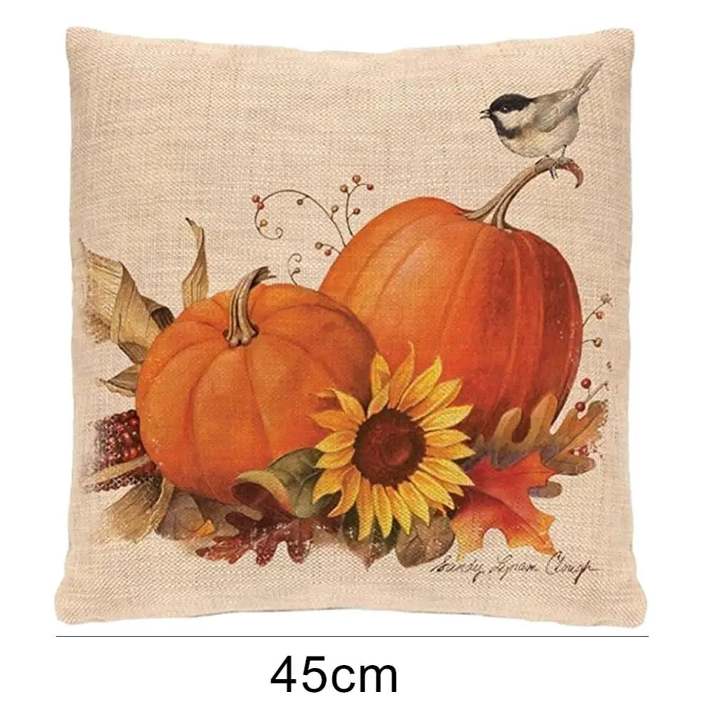 

Hot Sale 50% Halloween Thanksgiving Day Pumpkin Sunflower Pillow Cover Cushion Case Decor