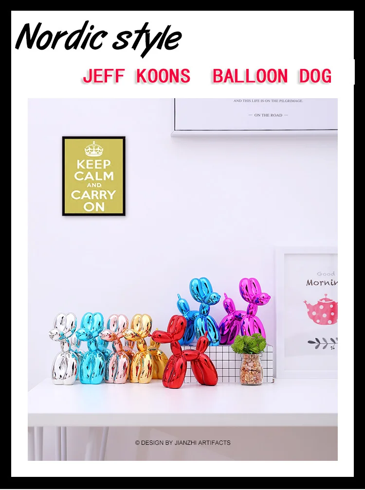 Jeff Koons блестящие воздушные шары статуя собаки моделирование собаки Животное Искусство Скульптура Смолы ремесленника украшения дома аксессуары