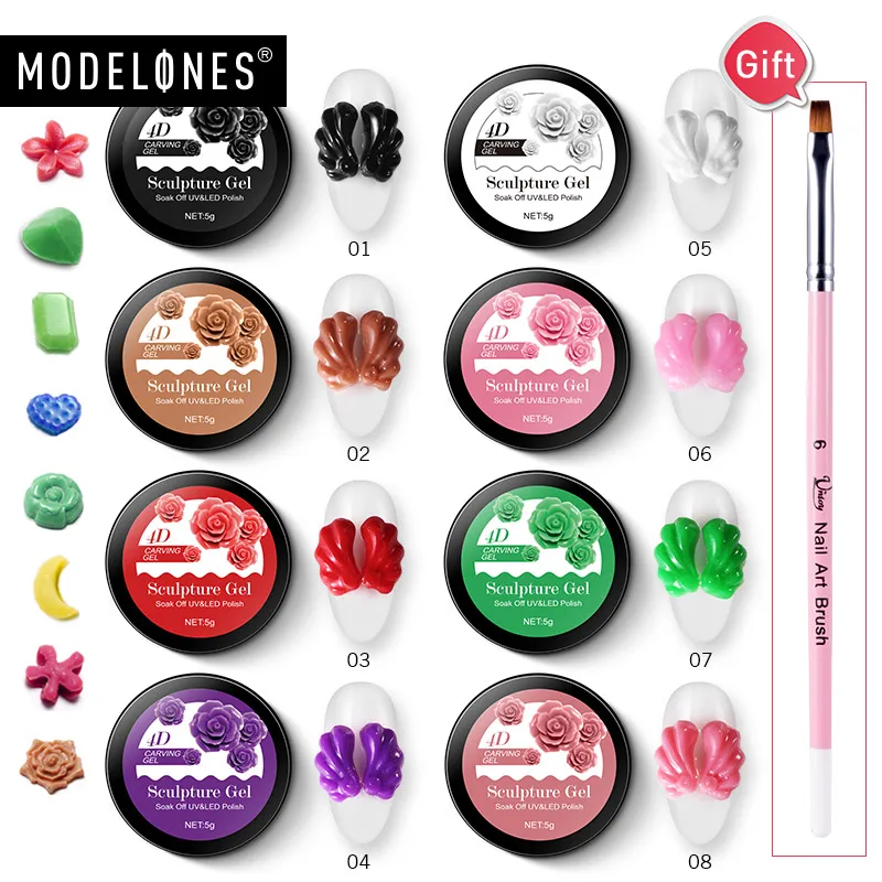Modelones резной узор светодиодный Гель-лак для ногтей замачиваемый рисунок УФ Набор