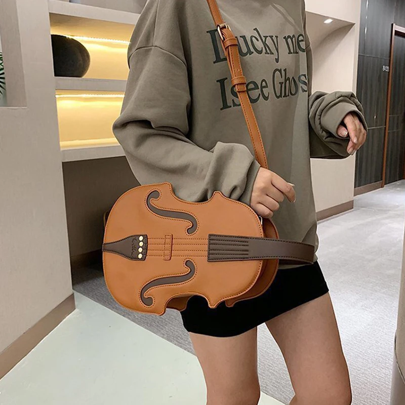 comprar Simulação Violino órgão Guitarra Pu Bolsa Mensageiro De Ombro Europeu E Americano Moda Criativa Viagem Compras Mochila