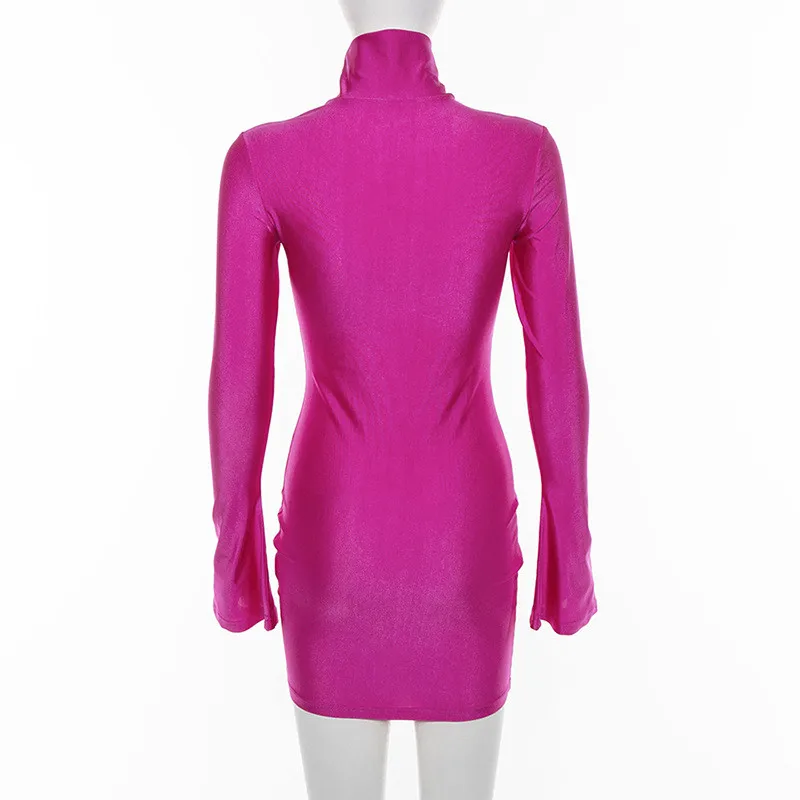 2019 женское элегантное мини облегающее платье с высоким горлом фитнес уличная