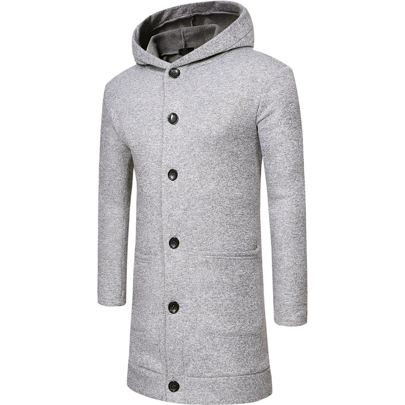 CYSINCOS мужские толстовки длинное хлопковое пальто одноцветная шерстяная куртка