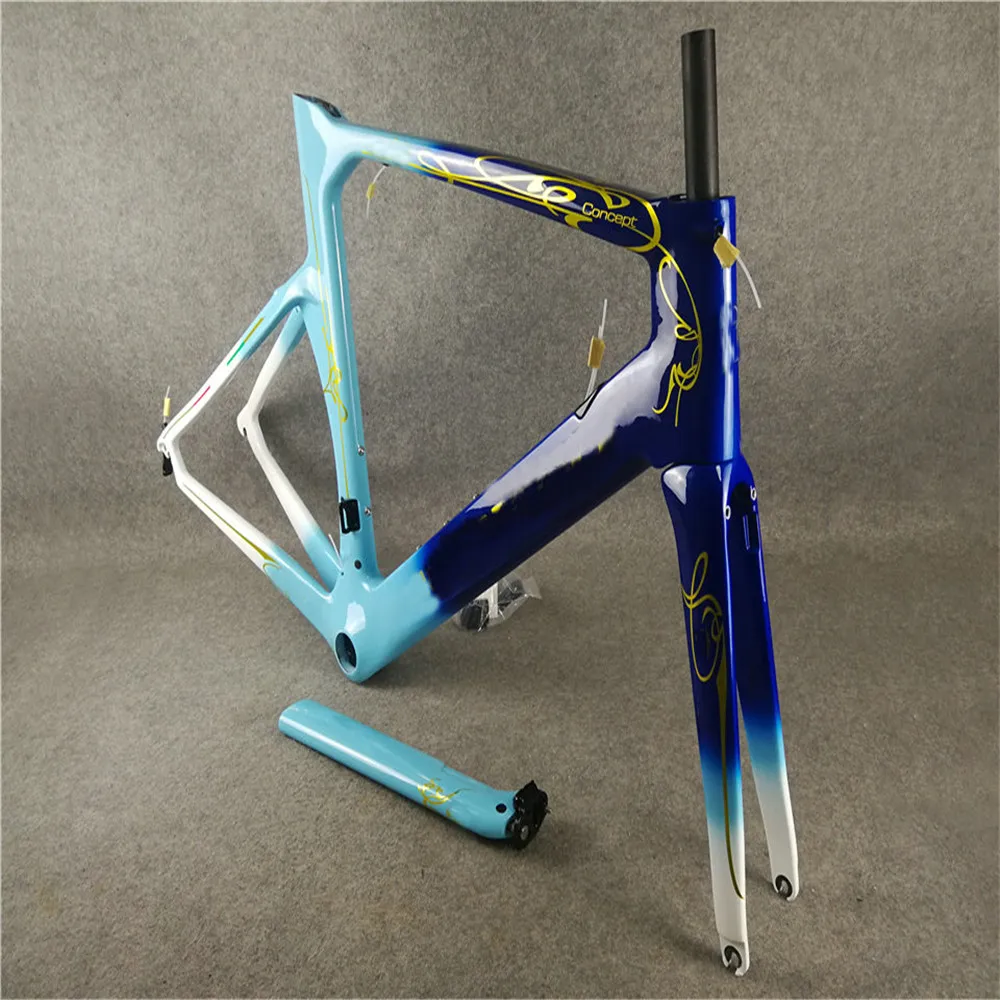 

Concept карбоновая велосипедная Рама темно-синяя-Небесно-голубая градиентная велосипедная Рама матовая/глянцевая V3RS C64 bb386