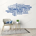 Компания Интернет инноваций слова облако Технология буквы виниловые наклейки на стены наклейки на стену в офис Современное украшение для дома, CX933