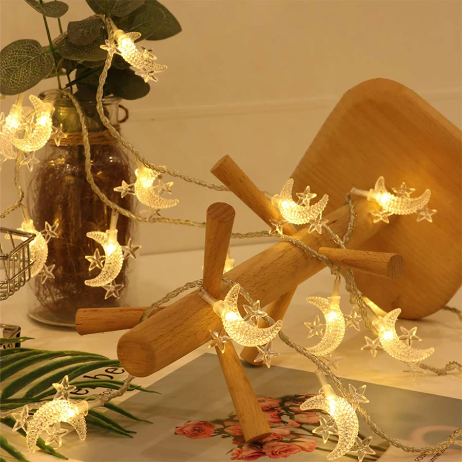 

1.5M/3M/6M/10M LED Star Moon Fairy Garland String Lights Battery Powered LED For New Year Christmas Wedding Home Indoor Decorati
