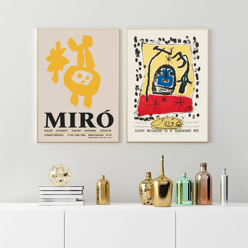 

Joan Miro Vintage Abstract Exhibition Posters and Prints Famous Painting Wall Art Pictures Scandinavian Style Decoration