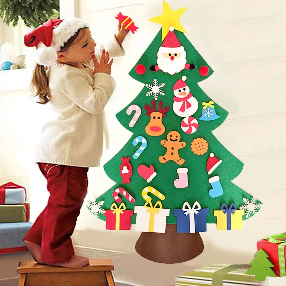 

Войлочная Рождественская елка «сделай сам», Санта Клаус, рождественские украшения для дома, новогоднее, Рождественское украшение, рождеств...