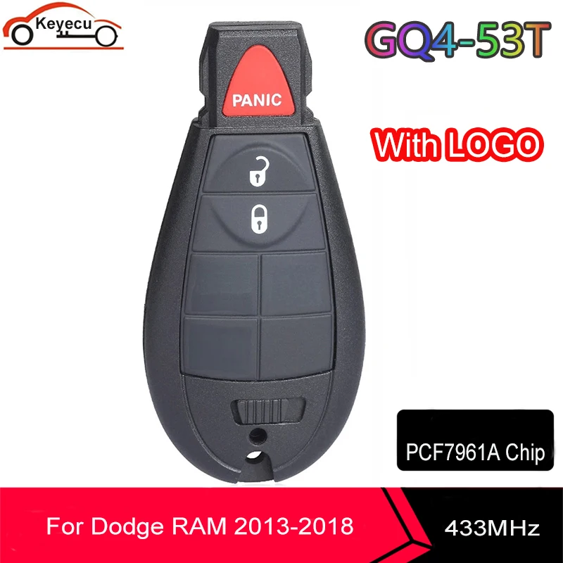 

KEYECU GQ4-53T 433 МГц PCF7961A ID46 чип для удаленного ключа фобика для Dodge RAM 1500 2500 3500 4500 2013 2014 2015 2016 2017