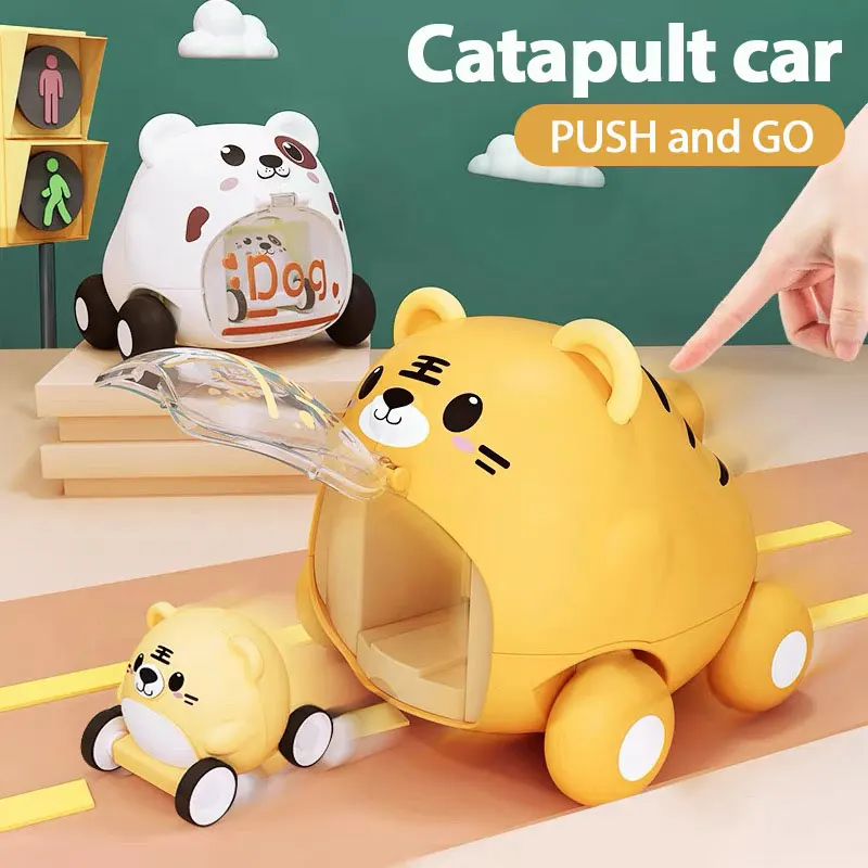 

Baby Toy Car Montessori Cartoon Press Inertia Cars for Boys Launcher Catapult Car Educational Birthday Gift for Kids Children