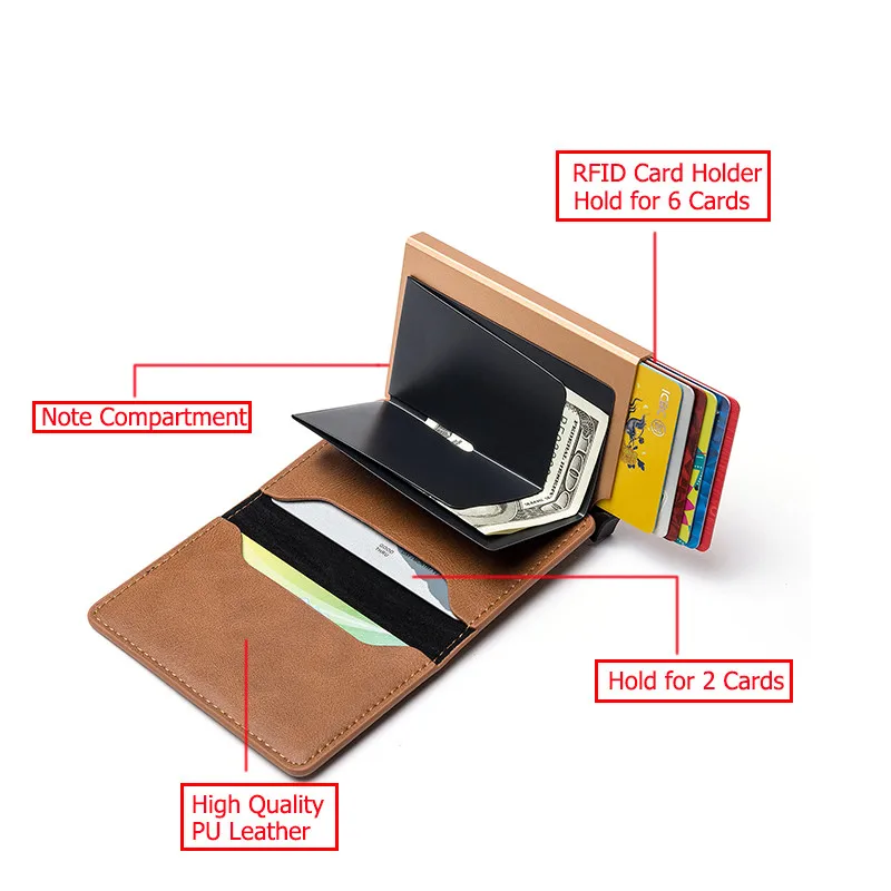 Чехол-кошелек мужской/женский из полиуретана с отделением для карт и RFID-защитой |