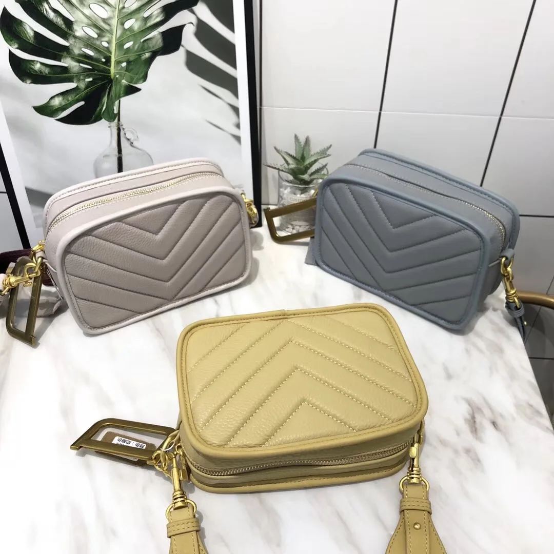 

free shipping 2020 the new style fashion striped genuine cow leather women one shoulder bag crossbody bag 21cm 6color