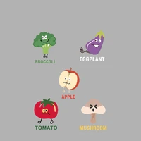 small fruit and vegetable heat transfer decorative applique for baby pocket clothes cartoon apple and eggplant vegetable patch