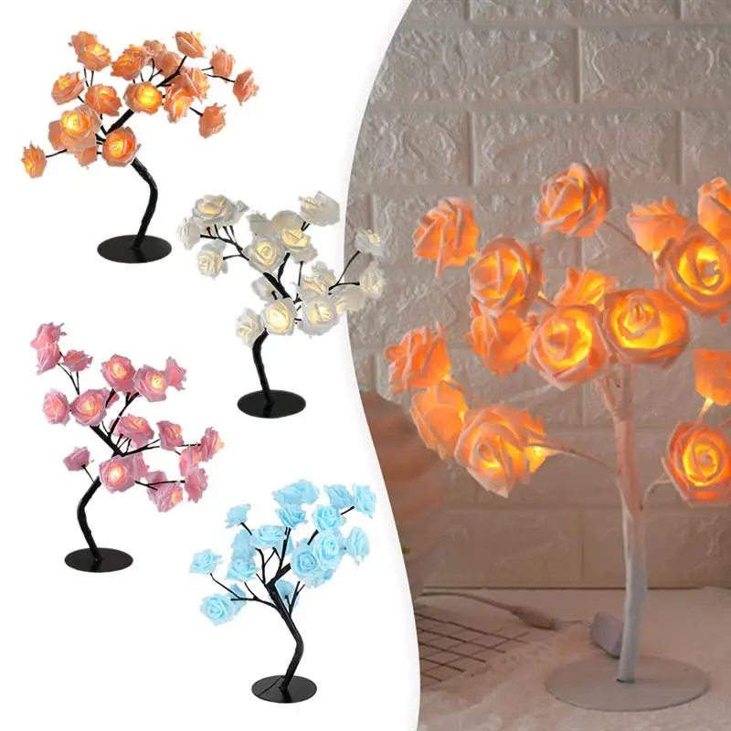 

Rose Flower Tree LED Tree Light Modeling Light Black Tree USB Table Lights Parties Xmas Christmas Wedding Bedroom Decor
