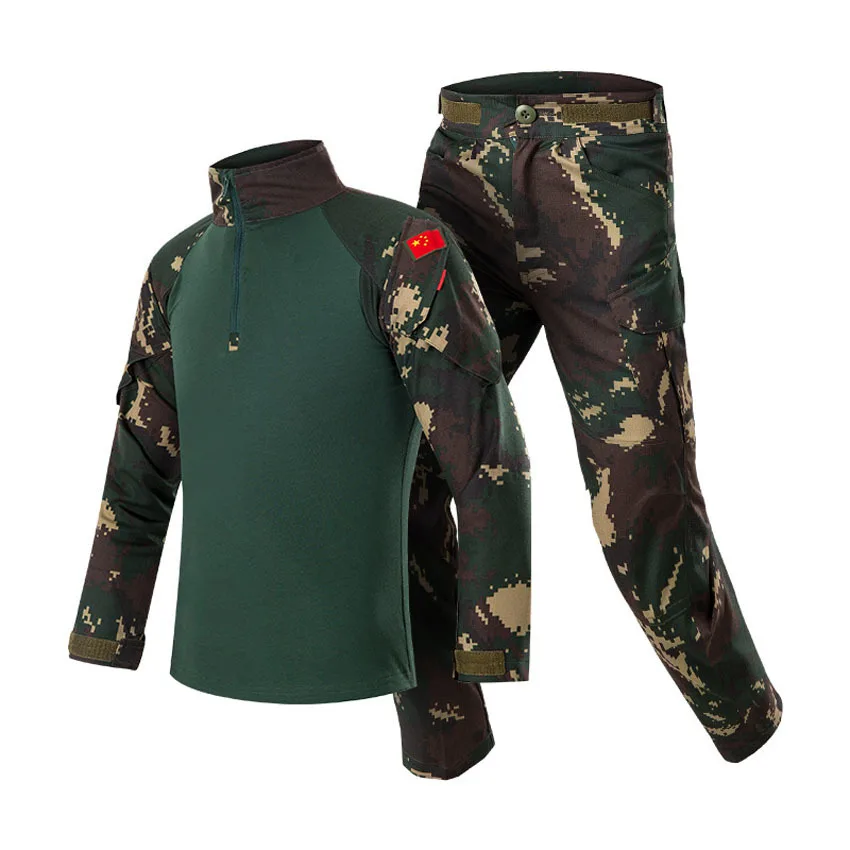 

2021 WW2 Teenager Boys Military Uniform Tactical Combat Jacket Pants Set Camouflage CP Jungle 2PCs Kids Special SWAT Army Suit