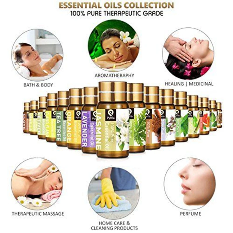 Pyrrla 5ml Vetiver Pure Essential Oils Help Sleep Purifying Air Humidifier Massage Lavender Myrrh Aromatherapy Oil |