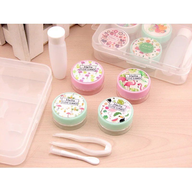 Прозрачная коробка 2 шт. двойная контейнер для хранения контактных линз милый