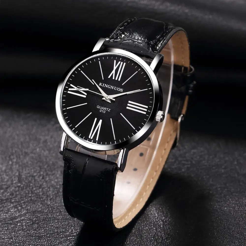 New fashion casual men's and women's belt Roman numerals quartz watch leather strap waterproof watch