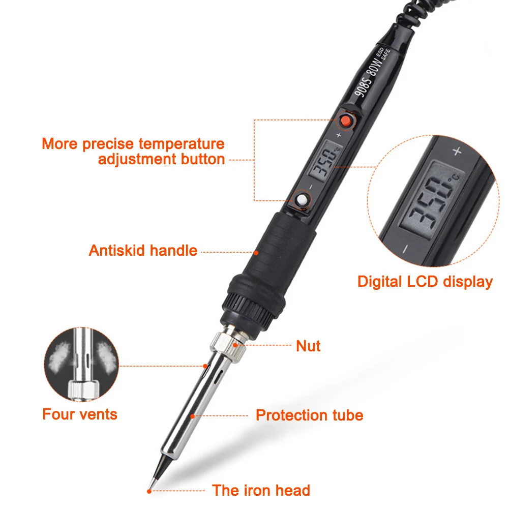 

80W Electric Soldering iron 110V 220V temperature adjustable LCD Welding solder iron kit home repair soldering iron tools