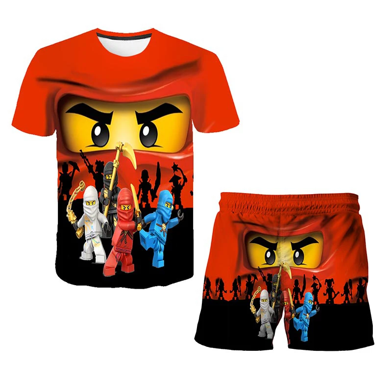

Top And Pants New Summer Hot 3D LEGO Ninja Suit Animation Clothing Children's Boy Ninja Clothing Ninja Girl Children's Clothing
