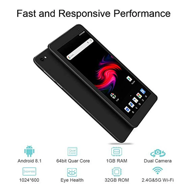 PRITOM P7 7 дюймов планшет Android 8,1 ПК 32 Гб ПЗУ планшеты четырехъядерный процессор ips HD дисплей камера Bluetooth Android WiFi планшет