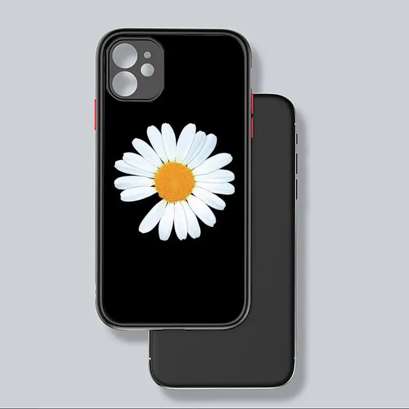 

Black White Flower Daisy Phone Case black matte transparent For iPhone 7 8 x xs xr 11 12 pro plus mini max Clear Funda