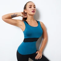 2021 women sport shirts patchwork women yoga tops high elastic gym yoga top running sleeveless corset t shirts sport tops