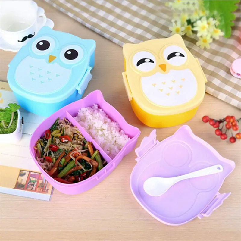 

Microwave Cartoon Owl Lunch Box Food Storage Container Children Kids School Office Portable Bento Box