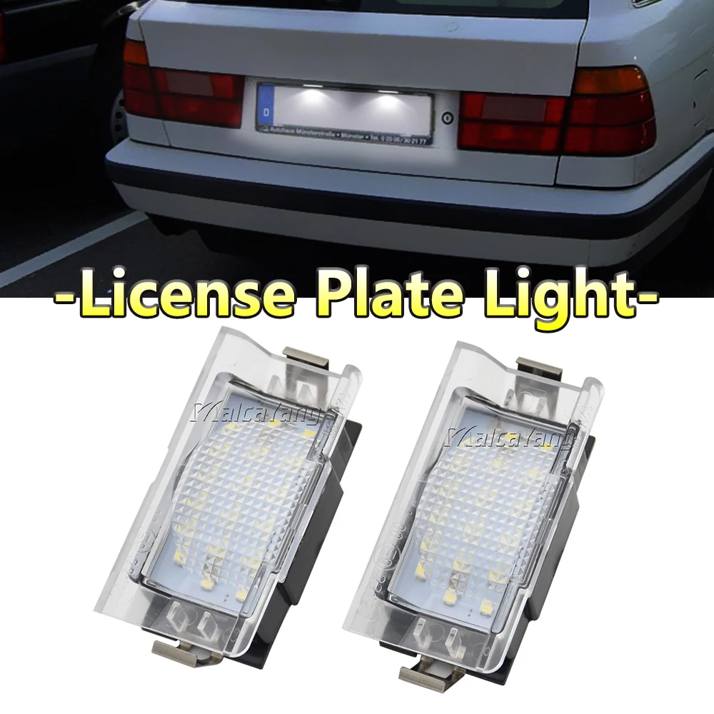 

2Pcs White LED License Plate Light Number Plate Lamp For BMW E34 Touring 1987-1996 Canbus Error Free 1992 1993 1994 1995
