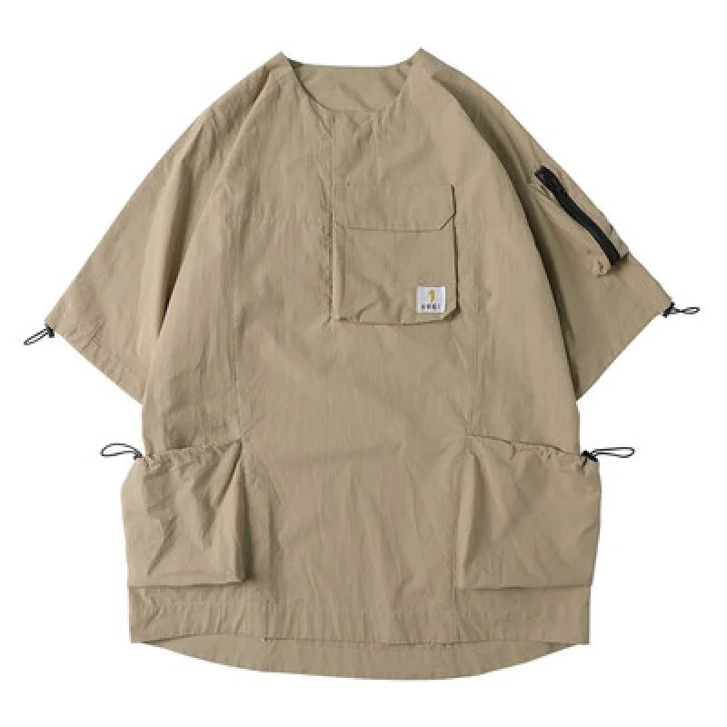 

Hip 2021 Hop T Shirt Men Summer Multi Pockets Oversize Tshirts Streetwear Functional Harajuku T-Shirt WB122