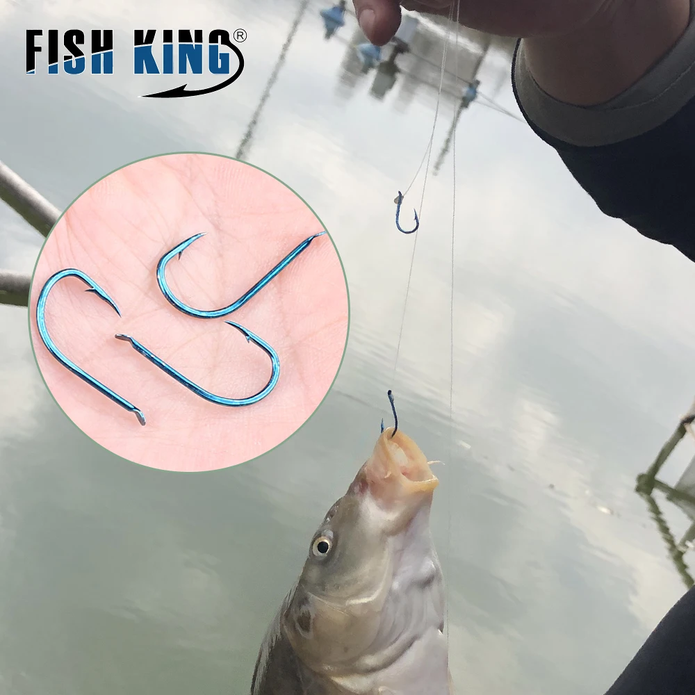 FISH KING 50 шт. рыболовные крючки из высокоуглеродистой стали пресноводные 1-10 #