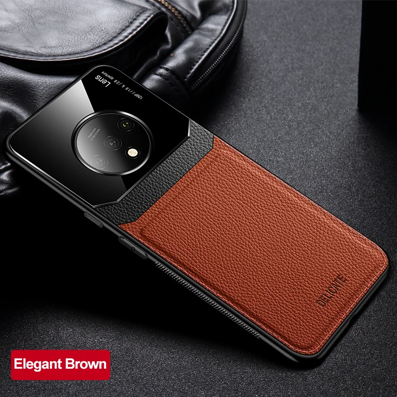 Brown Чехол для Oneplus 7 T Pro Силиконовый противоударный бампер из искусственной кожи плексиглас задняя крышка для Oneplus One plus 6 6T 7 T pro Чехол Для Телефона - Цвет: Brown
