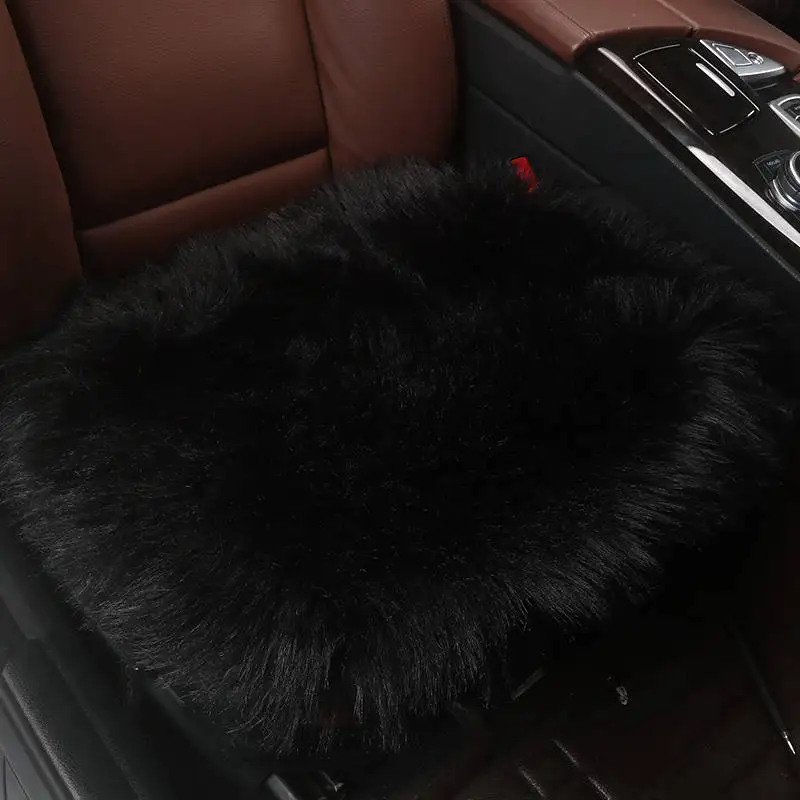 small black 1pcs Поставка Новая зимняя Автомобильная длинная плюшевая подушка/чехол для сиденья автомобиля плюшевый стульчик коврик шерстяной коврик - Название цвета: small black 1pcs
