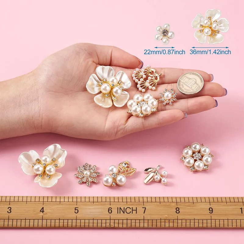 1 Set Flower Shape Crystal Alloy Rhinestone Cabochons For Jewelry Making DIY Earring Hairclip Accessories Finding