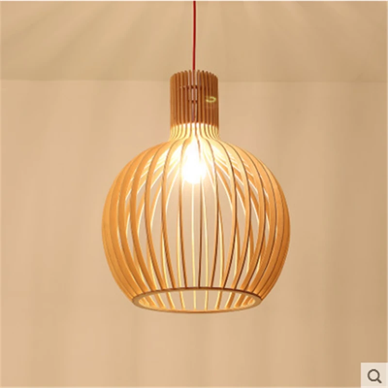 Скандинавская современная деревянная люстра в виде птичьей клетки ручной работы