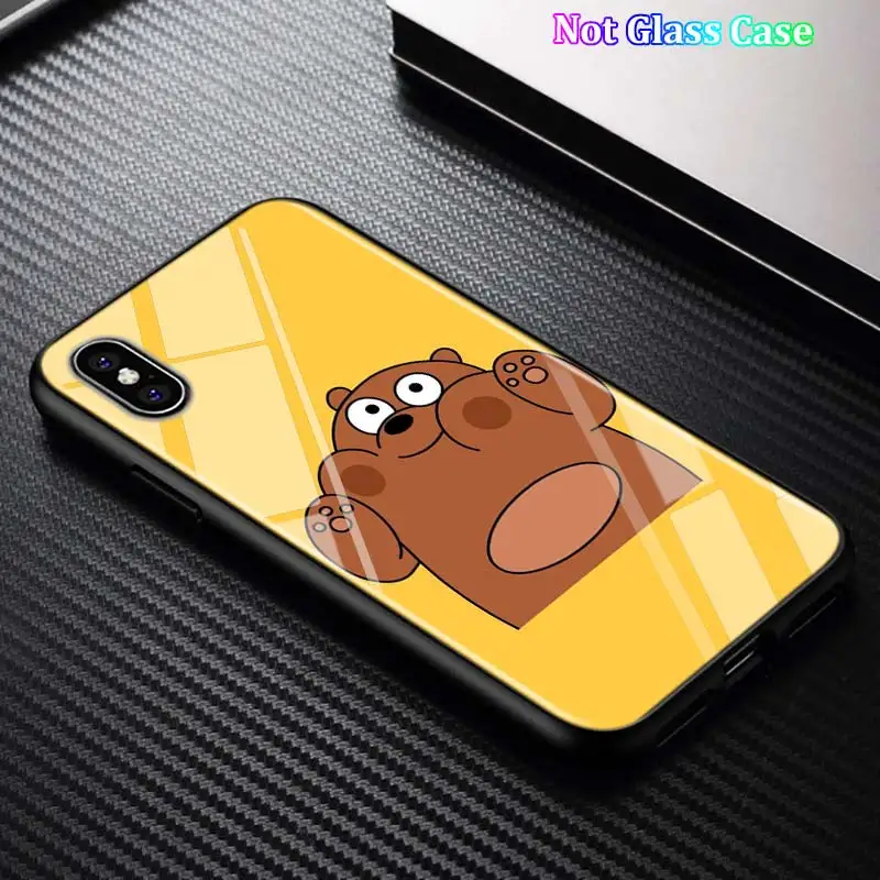 Black Cover Cute Bare Bears for iPhone 11 11Pro X XR XS Max for iPhone 8 7 6 6S Plus 5S 5 SE Glossy Phone Case - Цвет: Style 02
