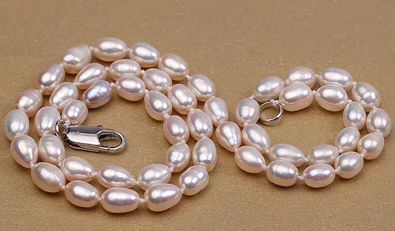 

Ожерелье из жемчуга овальной формы 6-7 мм, ожерелье из натурального пресноводного жемчуга, женское ювелирное изделие, 35 см, 14 дюймов, 43 см, 17 дю...