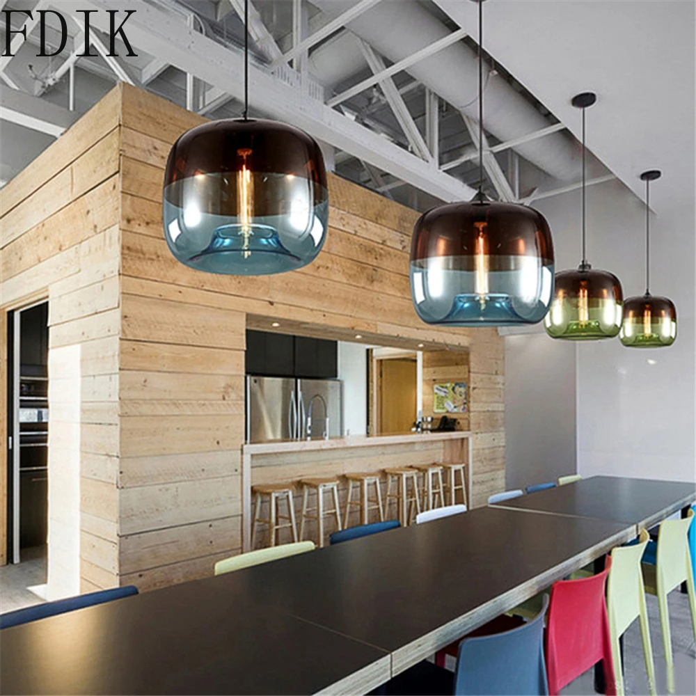 Современная стеклянная светодиодная Подвесная лампа с градиентом лампочка E27