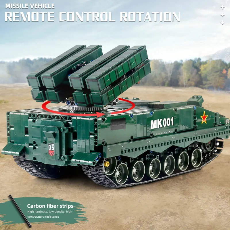 Mould King 20001 Technical APP RC Military Tank HJ-10 Battle Anti Missile Model Building Blocks Bricks Kids Christmas Gifts | Игрушки и