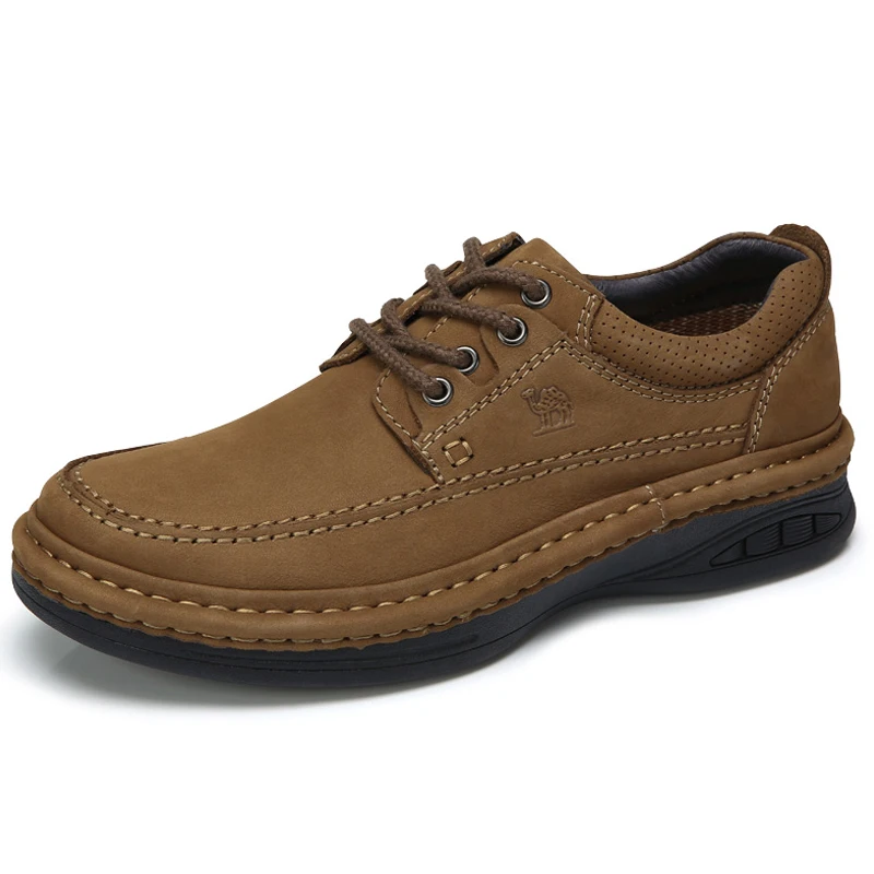 A932344970Brown CAMEL/Мужская обувь из натуральной кожи; сезон лето; мужская повседневная обувь ручной работы с круглым ремешком; Роскошная брендовая мужская обувь на шнуровке - Цвет: A932344970Brown