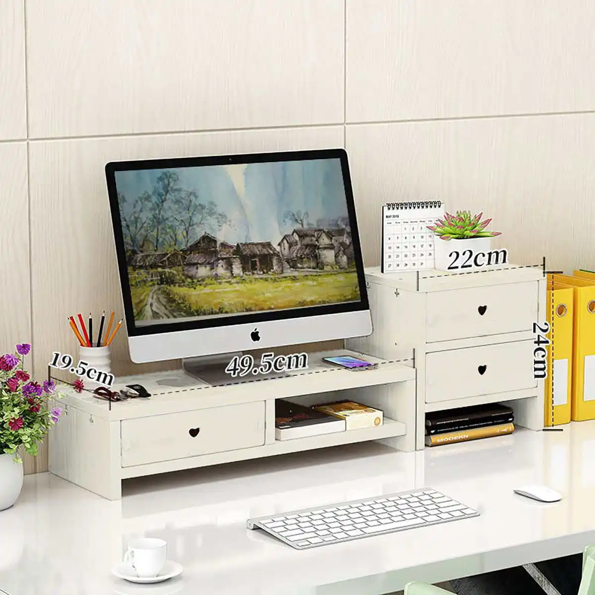 Prezzo 50KG Monitor Per Computer Riser Supporto Per Laptop Home Office Cassetto Portaoggetti Organizer Scaffale Supporto Ergonomico Per Monitor Per Tablet Lapdesk