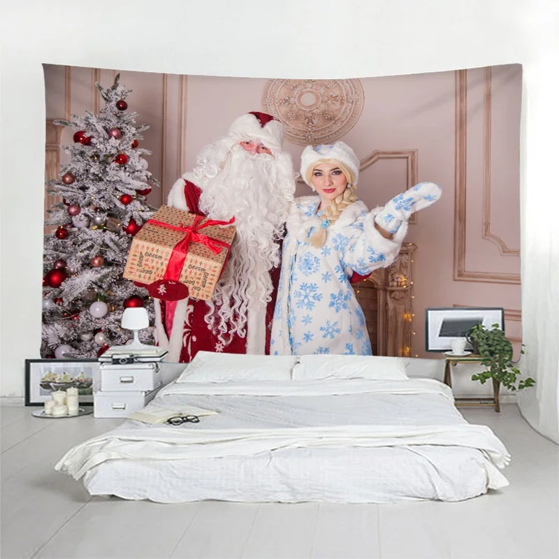 Santa Claus Tapestry Beautiful Snow Maiden Wall Hanging Tapestry High Quality 3D Coverlet Waterproof Tapestry Christmas Decor