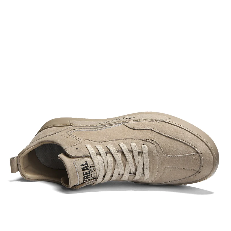 

Spring 2021 Casual Shoes For Men Natural Leather Adult Casual Sneakers Sand color Walking Shoes Mens Top Quality Male Shoes