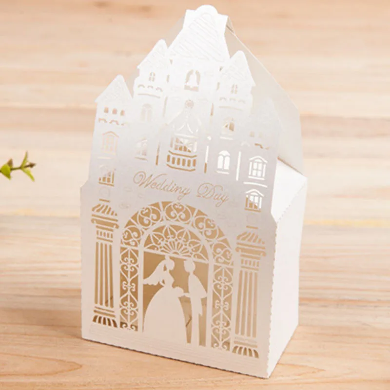 50 шт. Романтический Замок Свадебные подарки коробки для конфет подарочная