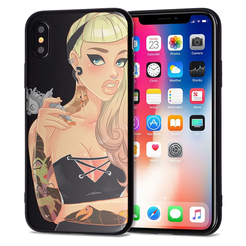 11 Чехол для iPhone 11 Pro, чехол для iPhone 5, 5S, 6, 6 S, 7, 8 Plus, X, XS, Max, тату, принцесса, чехол для iPhone 7, чехол из мягкого ТПУ для iPhone XR, чехол - Цвет: 11