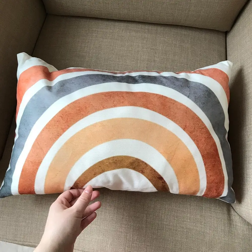 

30 * 50cm Geometric Shape Cushion Cover Short Plush Peach Skin Material Lumbar Pillow Printing Cushion Car Pillow Cover